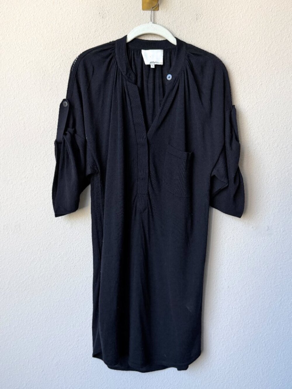 3.1 Phillip Lim Black Knit Wool Blend Shirt Dress Size XS